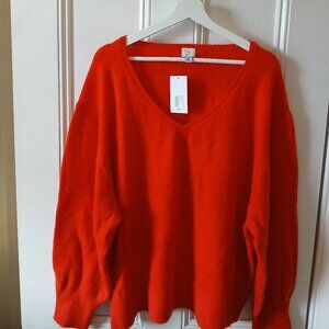 A New Day bright red v-neck sweater 1X new with tags